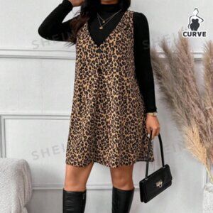 V-Neck Leopard Print Mini Dress